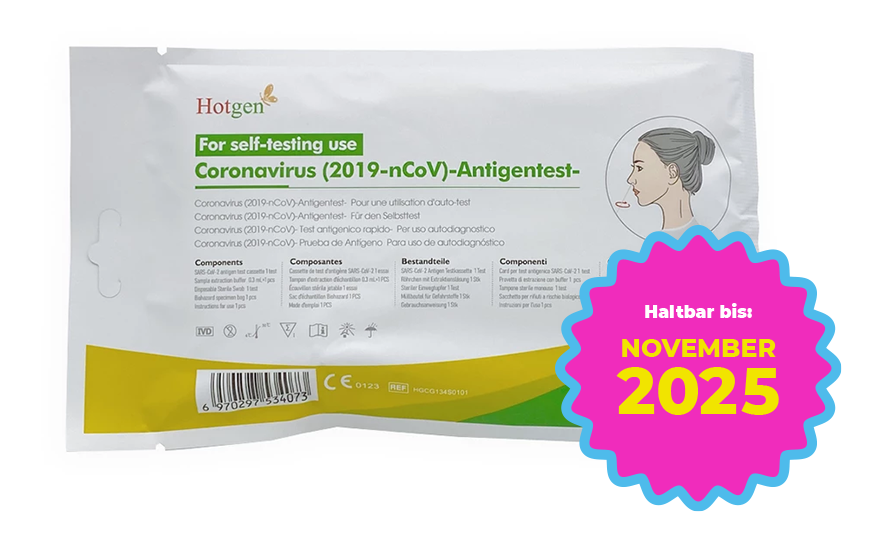 1er Pack | HOTGEN® Laien-Antigentest - Selbsttest für Zuhause - CE 0123 TÜV SÜD zertifiziert, im praktischen SOFTBAG