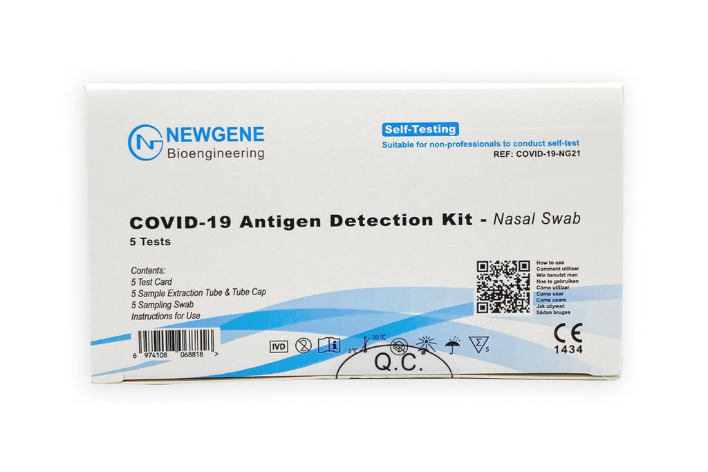 5er Pack | Newgene Laien-Antigentest - Selbsttest für Zuhause - CE 1434 - in KARTONBOX