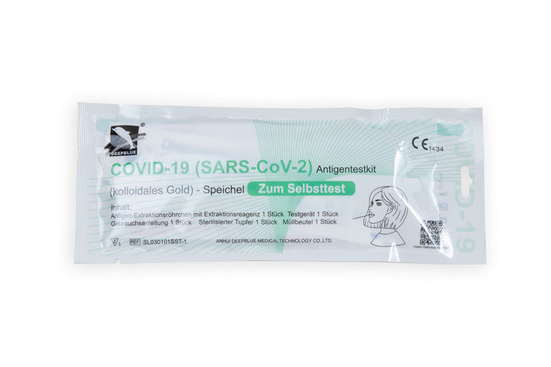 zzt. ausverkauft: DEEPBLUE COVID-19 Antigen Spucktest/LOLLI-Test - Antigen Schnelltest – CE 1434 TÜV zertifiziert – im praktischen SOFTPACK (1er Pack)