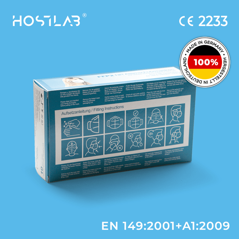 zzt. ausverkauft: Atemschutzmaske FFP2 mit CE2233 Kennzeichnung, einzeln im Polybeutel verpackt – Made in Germany