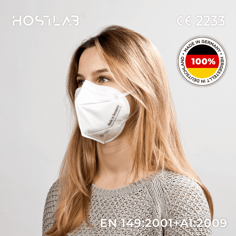 zzt. ausverkauft: Atemschutzmaske FFP2 mit CE2233 Kennzeichnung, einzeln im Polybeutel verpackt – Made in Germany