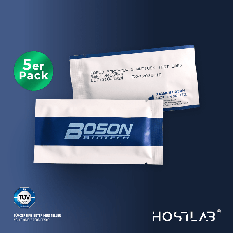 zzt. ausverkauft: 5er Pack | SARS-CoV-2 Antigen-Abstrichtest BOSON® Biotech zur Eigenanwendung durch Laien ("Selbsttest")